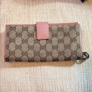 Gucci Pink and Brown Signature Wallet